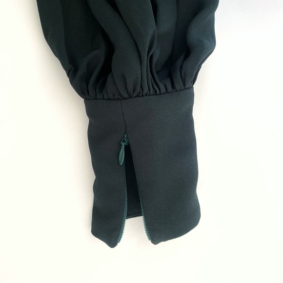 ZIMMERMANN GREEN BLACK KEYHOLE CUT OUT NECK BALOON LONG SLEEVE MINI DRESS - Picture 7 of 14